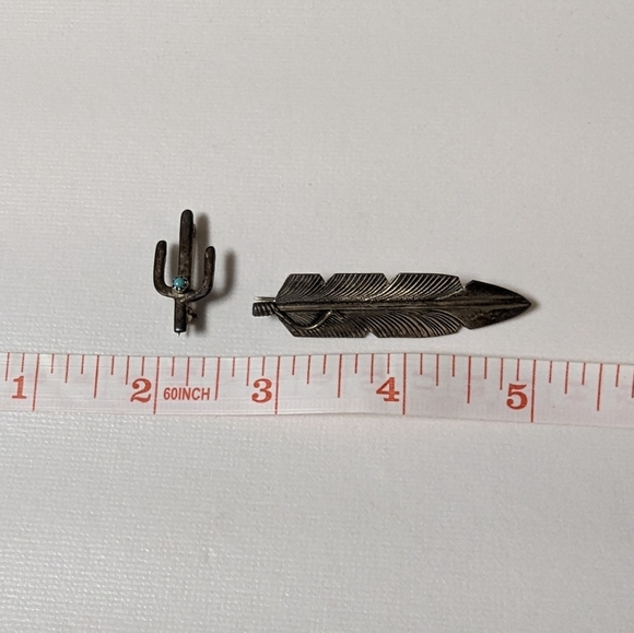 Silver & turquoise pins - Picture 2 of 2